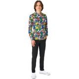 OppoSuits Lange Mouwen Overhemd Super Mario Teen Boys - Tiener Overhemd - Carnavalskleding - Casual Gaming Nintendo Shirt - Meerkleurig - Maat EU 134/140