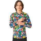 OppoSuits Lange Mouwen Overhemd Super Mario Teen Boys - Tiener Overhemd - Carnavalskleding - Casual Gaming Nintendo Shirt - Meerkleurig - Maat EU 134/140