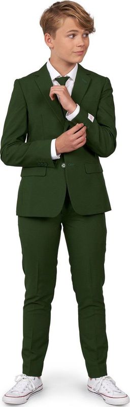 Pak - Donkergroen - 100% Polyester - Slim Fit - Jasje en Pantalon