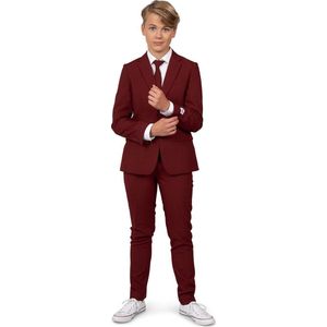 OppoSuits TEEN BOYS Blazing Burgundy - Tiener Pak - Casual Effen Gekleurd - Donkerrood  - Maat EU 146/152