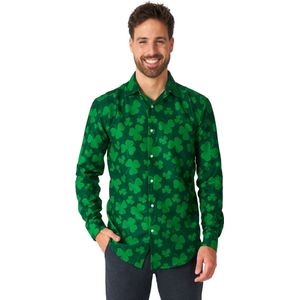 Suitmeister - Herenoverhemd - Groen - Klavertjes