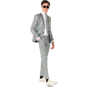 OppoSuits Kostuum Discoballer met All Over Print Zilver/Zwart