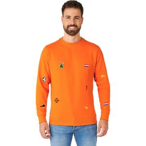 Hup Holland Hup - Sweater - Blauw - Katoen/Polyester - Geborduurde Iconen