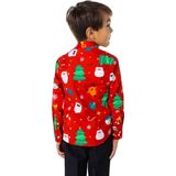 Suitmeister - Kerstoverhemd - Rood - Lange Mouwen - Katoen - Groene Kerstbomen