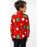 Suitmeister - Kerstoverhemd - Rood - Lange Mouwen - Katoen - Groene Kerstbomen