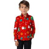 Suitmeister - Kerstoverhemd - Rood - Lange Mouwen - Katoen - Groene Kerstbomen