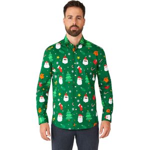 OppoSuits Festivity Green - Heren Kerst Overhemd - Kerst shirt - Groen - Maat XS