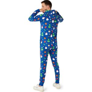 OppoSuits Festivity Blue - Onesie Unisex - Kerst Onesie - Kerst print - Blauw - Maat XS