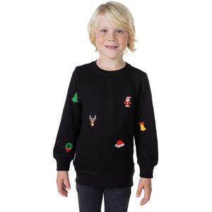 OppoSuits - Deluxe X-Mas Icons - Kids Kerst Sweater - Zwart