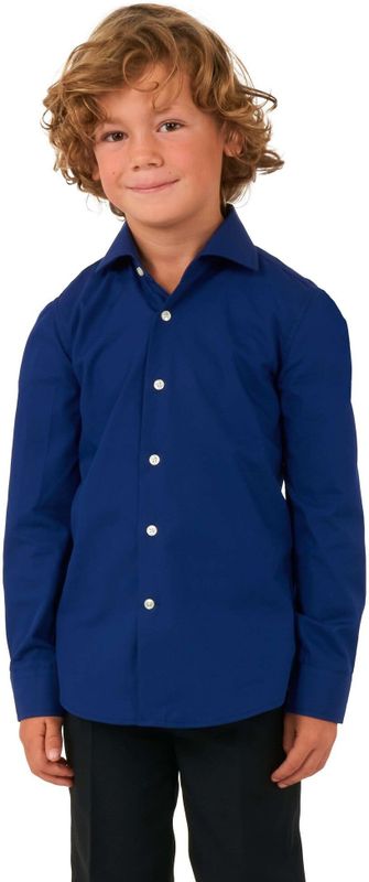 OppoSuits Shirt - Navy Royale Kids - Jongens Overhemd - Effengekleurd - Blauw - Maat: EU 92/98 - 2 Jaar