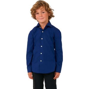 OppoSuits Shirt - Navy Royale Kids - Jongens Overhemd - Effengekleurd - Blauw - Maat: EU 122/128 - 8 Jaar