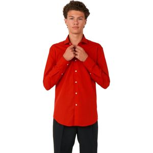 OppoSuits SHIRT LS Red Devil Tiener - Jongens Overhemd - Carnavalskleding - Effengekleurd - Rood - Maat: EU 158/164 - 14 Jaar
