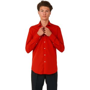 OppoSuits SHIRT LS Red Devil Tiener - Jongens Overhemd - Carnavalskleding - Effengekleurd - Rood - Maat: EU 134/140 - 10 Jaar