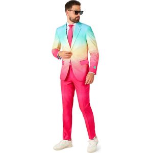 OppoSuits Funky Fade - Heren Pak - Pride, Carnaval, Regenboog Outfit - Roze - Maat: EU 52