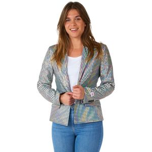 OppoSuits - Discoballer - Carnavalsjas - Glanzend Zilver - 100% Polyester