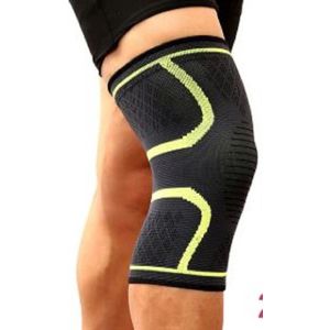 Kniebandage - Knie Brace - Anti Slip Strip - Bescherming - Blessure - Sporten - Geel - Maat XL