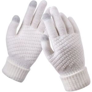Gebreide handschoenen - touchscreen - one size - warme winter favoriet - Wit