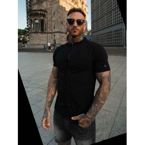 AB Lifestyle - Button Up Short-Sleeve - Jet Black - Katoen - Heren