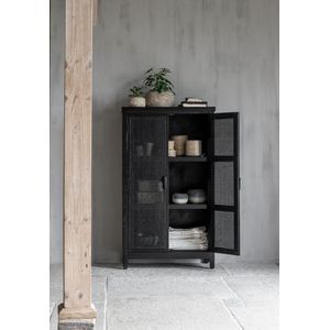 MUST Living Cupboard Provence Black,140x80x40 cm, Webbing black