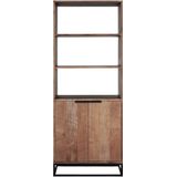 DTP Home Bookcase Cosmo, 2 doors, 3 open racks,200x80x40 cm, recycled teakwood