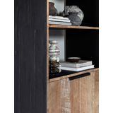 DTP Home Bookcase Cosmo, 2 doors, 3 open racks,200x80x40 cm, recycled teakwood