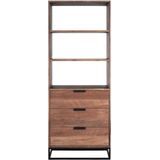 DTP Home Bookcase Cosmo, 3 drawers, 3 open racks,200x80x40 cm, recycled teakwood