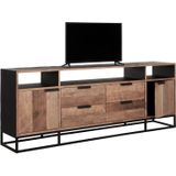 DTP Home TV stand Cosmo No.3 high, 2 doors, 4 drawers, 3 open racks,75x200x40 cm, recycled teakwood