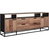 DTP Home TV stand Cosmo No.3 high, 2 doors, 4 drawers, 3 open racks,75x200x40 cm, recycled teakwood