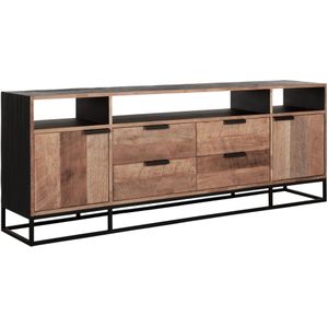 DTP Home TV stand Cosmo No.3 high, 2 doors, 4 drawers, 3 open racks,75x200x40 cm, recycled teakwood