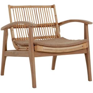 MUST Living Lounge chair Marvin,75x68x75 cm, teakwood, rattan with cushion jute