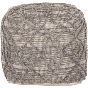 MUST Living Pouf Angel,40x40x40 cm, Natural/Grey, 81% wool 19% cotton