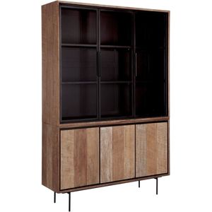 24Designs Metropole Vitrinekast Medium – B140 X D40 X H210 Cm - Teakhout