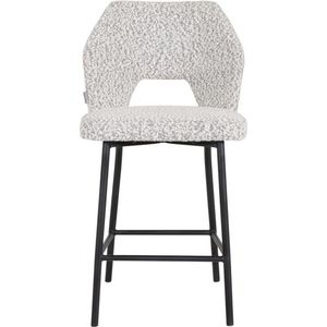 MUST Living Counter chair Bloom,100x54x57 cm, bouclé light grey, seat height 65 cm