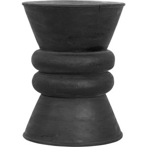 MUST Living Stool Ring Ring,45xØ35 cm, suar wood, black with natural cracks