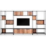 DTP Home TV wall element bookrack Cosmo large, open racks,220x120x40 cm, recycled teakwood