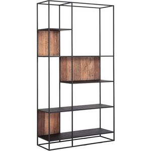 DTP Home TV wall element bookrack Cosmo large, open racks,220x120x40 cm, recycled teakwood