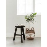 MUST Living Stool Toto,44xØ30 cm, black recycled teakwood with natural cracks