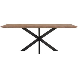 24Designs Curves Tafel - L260 X B100 X H78 - Tafelblad Recycled Teakhout - Zwart Onderstel