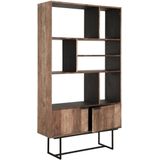 DTP Home Bookcase Odeon No.2, 2 doors, 7 open racks,210x120x40 cm, recycled teakwood