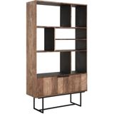 DTP Home Bookcase Odeon No.2, 2 doors, 7 open racks,210x120x40 cm, recycled teakwood