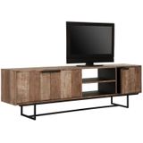 DTP Home TV stand Odeon No.2, 3 doors, 2 open racks,60x200x40 cm, recycled teakwood