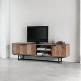 DTP Home TV stand Odeon No.2, 3 doors, 2 open racks,60x200x40 cm, recycled teakwood