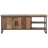 DTP Home TV stand Beam No.2 small, 2 doors, 2 open racks,55x140x40 cm, recycled teakwood