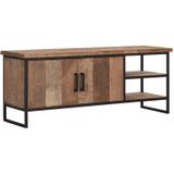 DTP Home TV stand Beam No.2 small, 2 doors, 2 open racks,55x140x40 cm, recycled teakwood