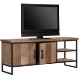 DTP Home TV stand Beam No.2 small, 2 doors, 2 open racks,55x140x40 cm, recycled teakwood