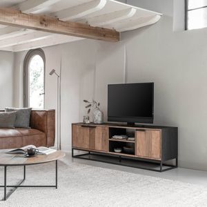 DTP Home TV stand Cosmo No.2 medium, 3 doors, 2 open racks,55x165x40 cm, recycled teakwood
