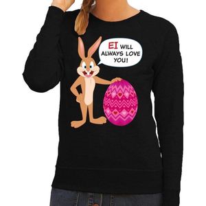 Paas sweater Ei will always love you zwart voor dames - Feesttruien