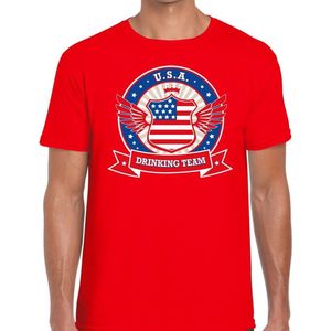 Rood USA drinking team t-shirt rood heren - Amerika kleding