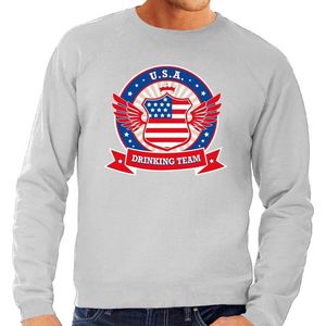 Grijs USA drinking team sweater grijs heren - Amerika kleding