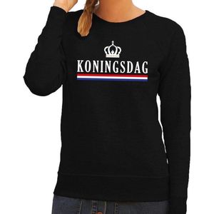 Koningsdag en vlag sweater zwart dames